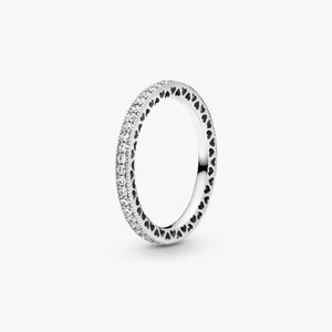 Pandora Silver Pavé Heart Stackable Ring